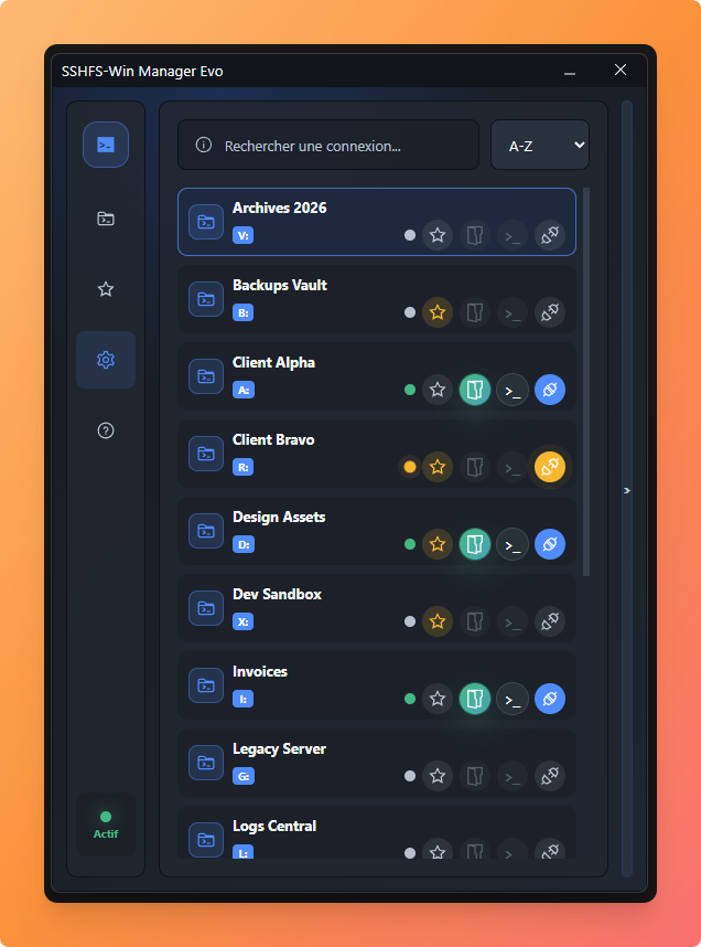 Mode compact de SSHFS-Win Manager Evo